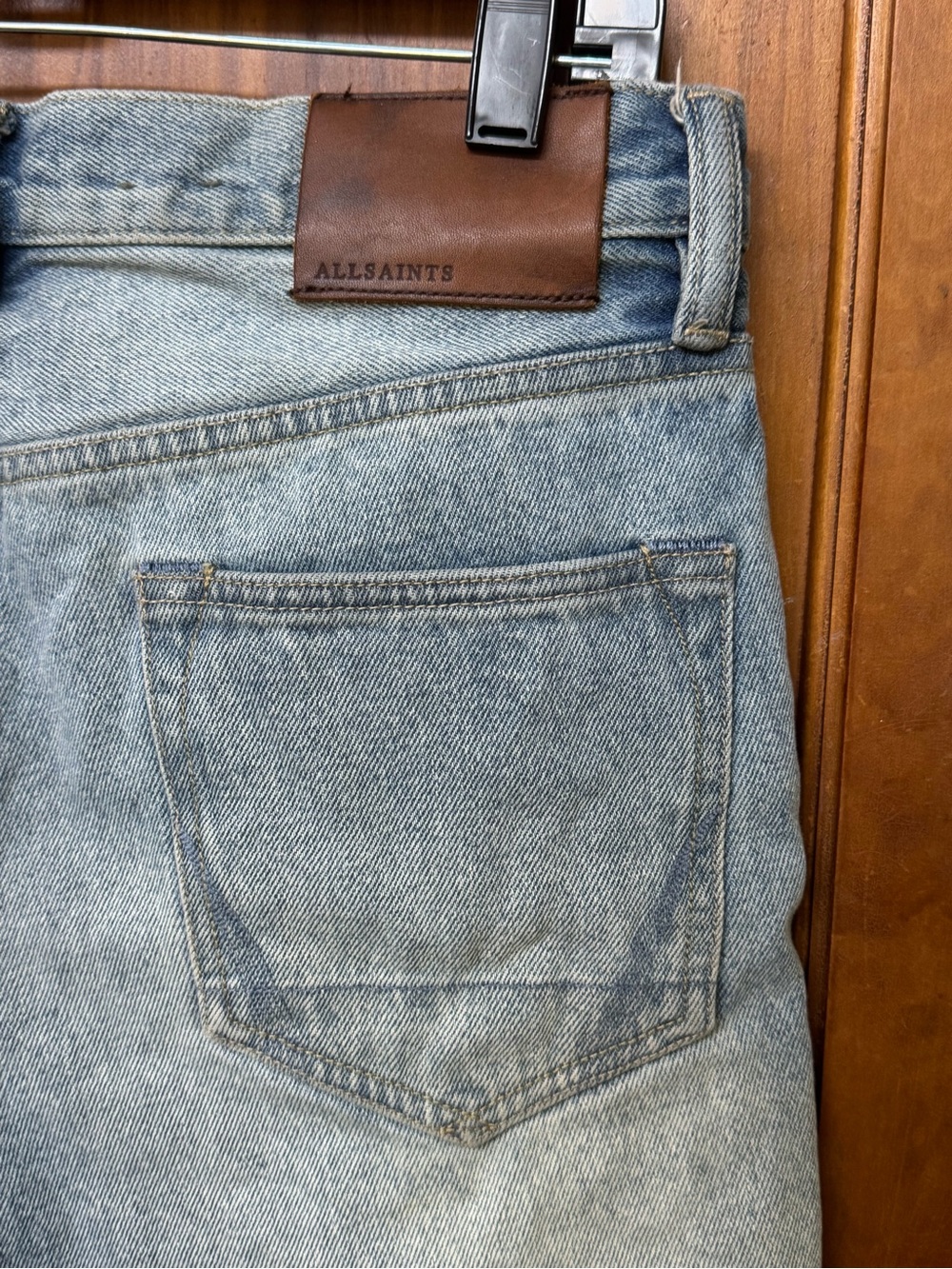 AllSaints Women’s Light Blue Distressed Denim Long Cut-Off Shorts 28 - Picture 5 of 11
